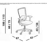 Mesh office chair on wheels with armrests and 5-arm base Muradiye