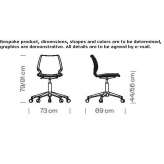 Office chair on wheels with a base with 5 arms Ossana