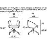 Swivel armchair with 4-star base and wheels Porlezza