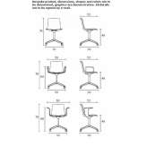 Office chair on wheels with armrests and 4-Spoke base Chameza