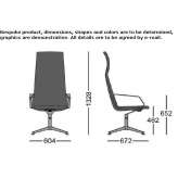 Office chair with high backrest and 4-arm base Ajak