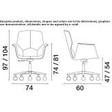 Leather office chair on wheels with a base with 5 arms Carapo