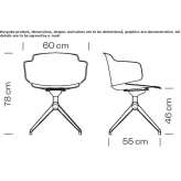 Swivel chair made of polypropylene, on trestles, with armrests Fritch