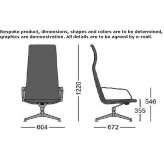 Office chair with high backrest and 4-arm base Ajak