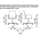 Height-adjustable fabric office chair with wheels and 5-arm base Soliers