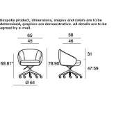 Swivel armchair with 5-star base and wheels Porlezza