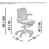 Nylon® office chair with armrests and 5-arm base Charneux