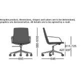 Height adjustable fabric office chair with armrests Ajak