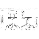 Krzesło biurowe z polipropylenu z regulacją wysokości i podstawą z 5 ramionami Limerle