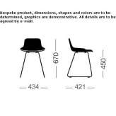 Polypropylene chair based on a sled with an integrated cushion Popovice