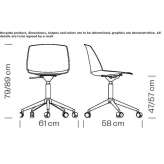 Swivel polypropylene office chair with 5-Spoke base Fritch