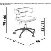 Height-adjustable fabric office chair with armrests and 5-arm base Lannion