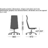 Height-adjustable fabric office chair on wheels Ajak