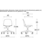 Polypropylene office chair on wheels with a 5-star base Gaiano