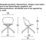 An office chair made of tanned leather on trestles, with armrests Chalampe