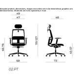 Swivel office chair with high backrest and height adjustment Udine