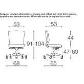 Height-adjustable leather office chair with wheels and 5-arm base Vrana