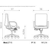 Swivel fabric office chair with armrests and 5-arm base Moia