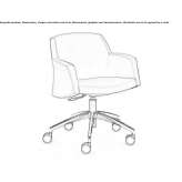 Fabric office chair on trestles, on wheels with armrests Maino