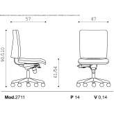 Swivel fabric office chair on wheels with 5-arm base Moia