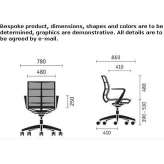 Height-adjustable fabric office chair with armrests and 5-arm base Granada