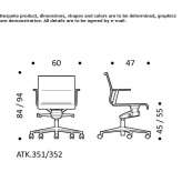 Swivel fabric office chair with armrests and 5-arm base Belfiore