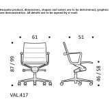 Swivel leather office chair on wheels with 5-arm base Amieva