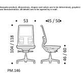 Swivel mesh office chair on wheels with 5-arm base Muehlau