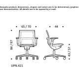 Fabric office chair on wheels with 5-arm base Tille