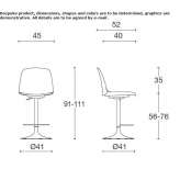 Office stool made of polypropylene, height adjustable Gaiano