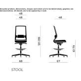 Swivel office stool with 5-arm base and footrest Lannilis