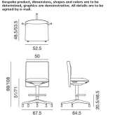 Office stool with a 5-star base and backrest Langres