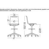 Office stool with height adjustment and footrest Turriff