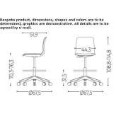 Office stool with 5-arm base and wheels with footrest Burham