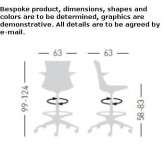 Technopolymer stool with height adjustment and wheels Tarsia