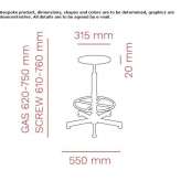 Beech office stool with height adjustment Seugy