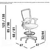 Mesh office stool with 5-star base and footrest Muradiye