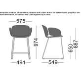 High stool with polypropylene base, with armrests Chadron