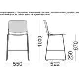 High polypropylene stool with footrest Donvidas