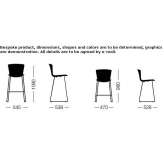 High stool with polypropylene base and footrest Falze