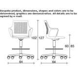 Nylon® swivel stool with 5-star base with armrests Boromlia