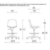 Height-adjustable polypropylene office stool with 5-arm base Gaiano