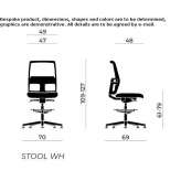 Swivel office stool with 5-arm base and footrest Lobios