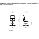 Office stool with height adjustment and footrest Udine