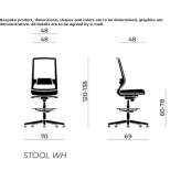 Office stool with a 5-star base and footrest Huanusco