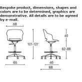 Swivel office stool made of polypropylene, adjustable in height Chalampe