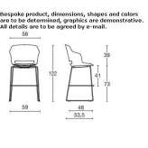 High fabric stool with sled base and footrest Chalampe