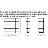 Open, double-sided shelf in extruded aluminum Sunuapa