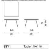 Table with conical stainless steel legs Selb