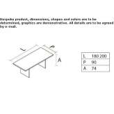 Rectangular conference table made of melamine-coated chipboard with cable management system Cizre